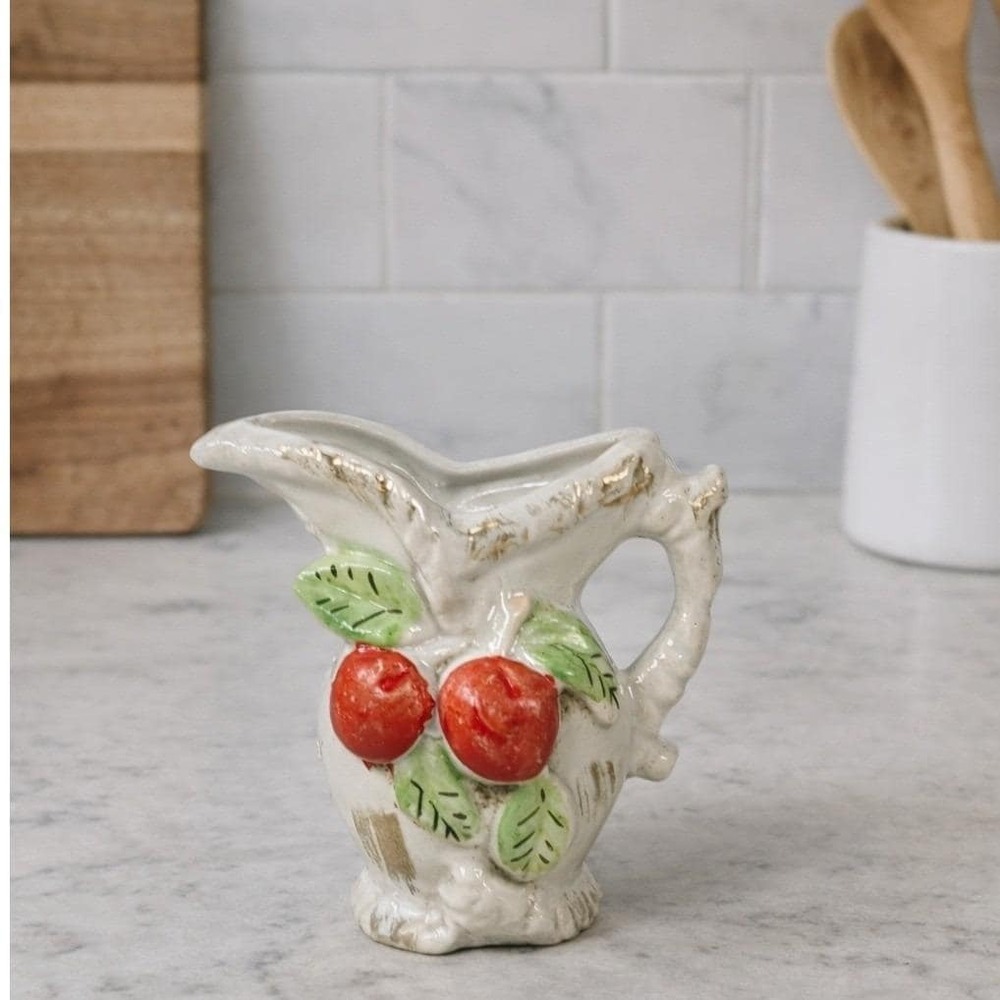 Vintage Japan Apple Creamer Pitcher Ceramic Farmhouse Decor